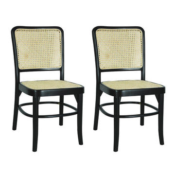 Colmar Mid-Century Vintage Wood Rattan Dining Chair - JONATHAN Y